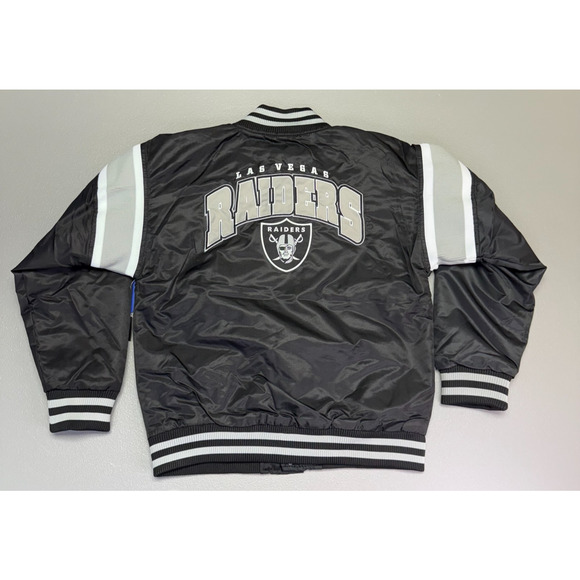 NFL Las Vegas Raiders Bomber Jacket Button up Coat Youth M (10-12) MSRP $130 - Picture 2 of 10